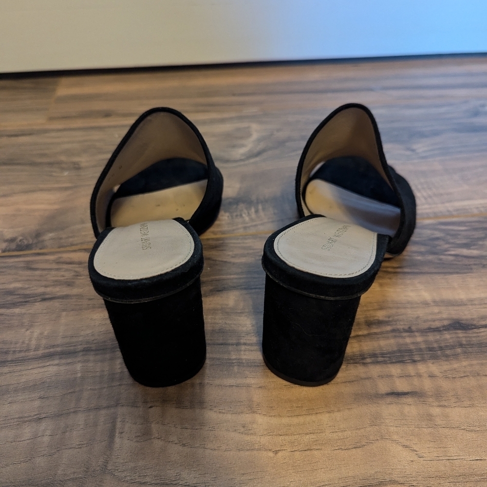 Stuart Weitzman Black suede Leather peep toe mules in a size 7.5. - Picture 6 of 12